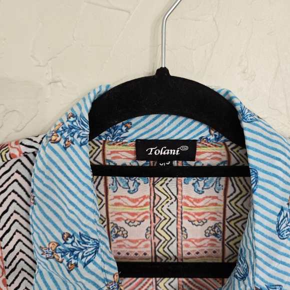 Tolani Bohemian Patterned Button Front Shift Dress - Picture 9 of 11